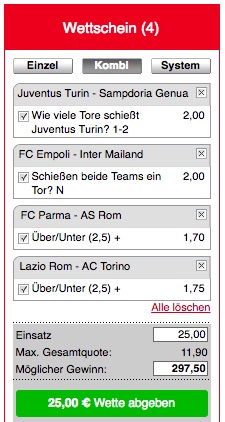 Top Gewinn Mit Unserer Tipico Kombi Wette Am 29 Dezember Zur Serie A